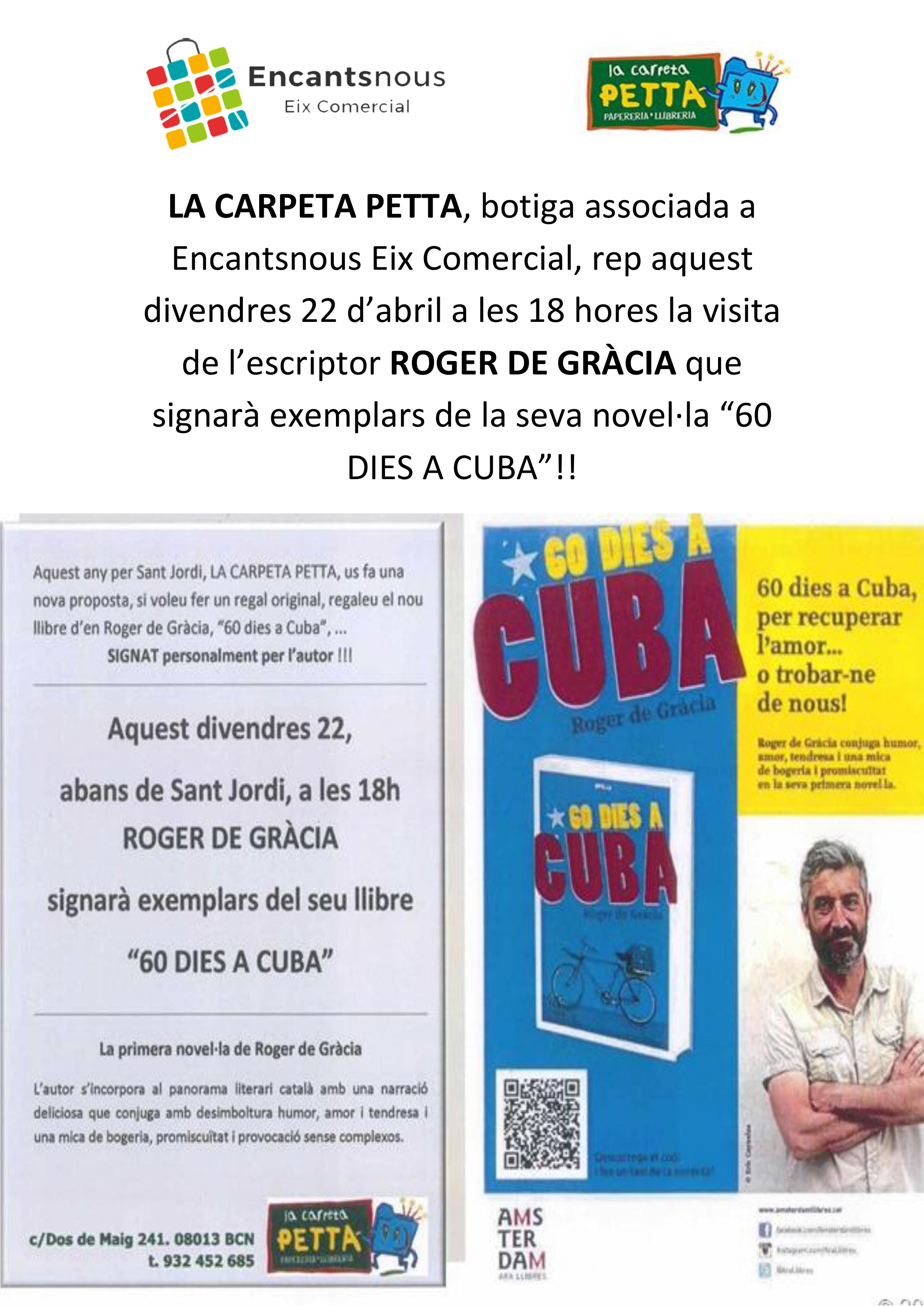 La Carpeta Petta rep el pròxim divendres 22 d'abril la visita de l'escriptor Roger de Gràcia