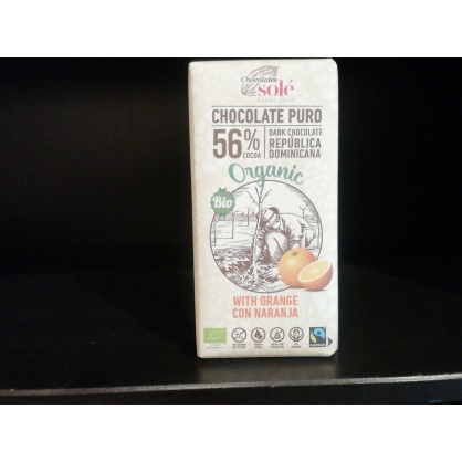 Chocolate con naranja 56% cacao Bio 100g Chocolates Solé 